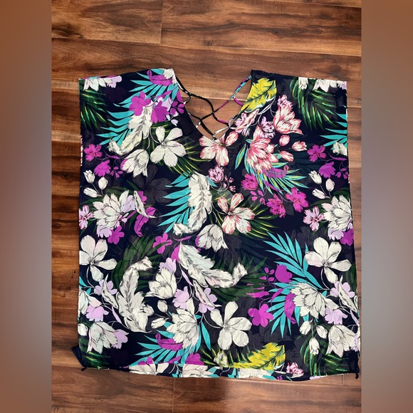Kona Sol Floral Multicolor Swim Suit -Bathing Suit Cover Up - Picture 7 of 10
